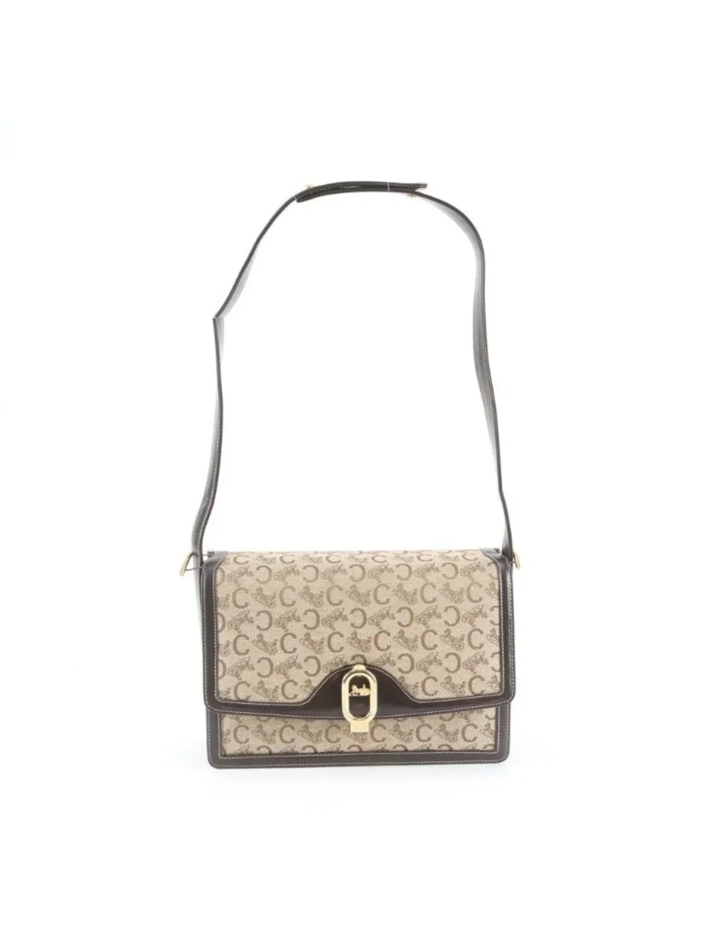 Celine Saluki Leather Canvas 2-Way Shoulder Bag